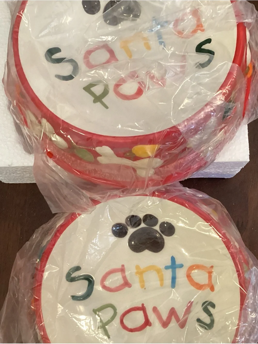 'Santa Paws' Red Dog Food & Water Bowls (Set of 2)
